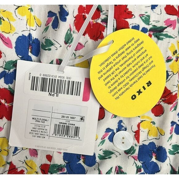 Rixo Multi Floral Square Neck Women's Mini Dress - Picture 5 of 7